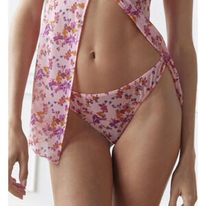 Out From Under Girl Crush Mesh Thong, Pink Floral, XL, NWT